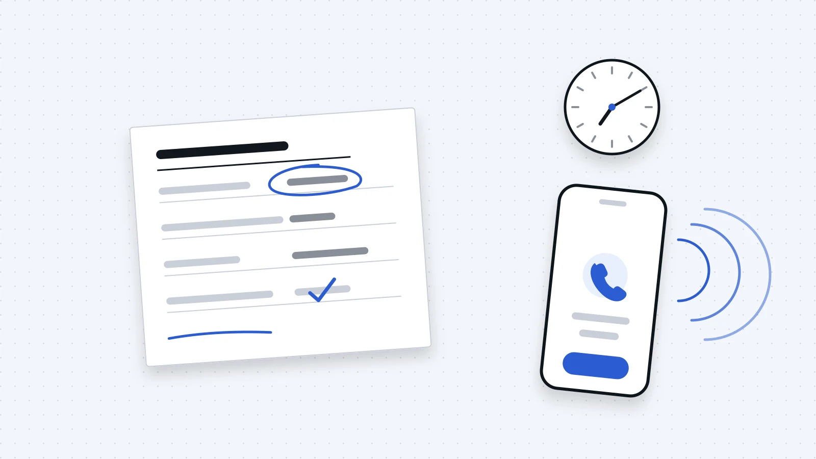 A phone ringing at ten past seven, beside a message slip with a booking ticked off.