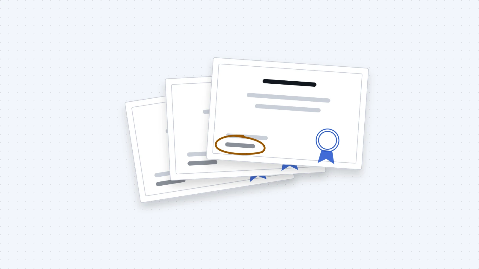 A fanned stack of staff certificates, with one expiry date circled.